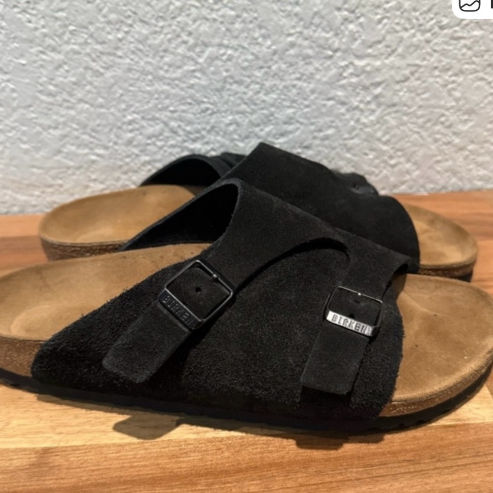 Birkenstock Zurich Black Suede Two-Strap Sandals Size 39 women’s 8